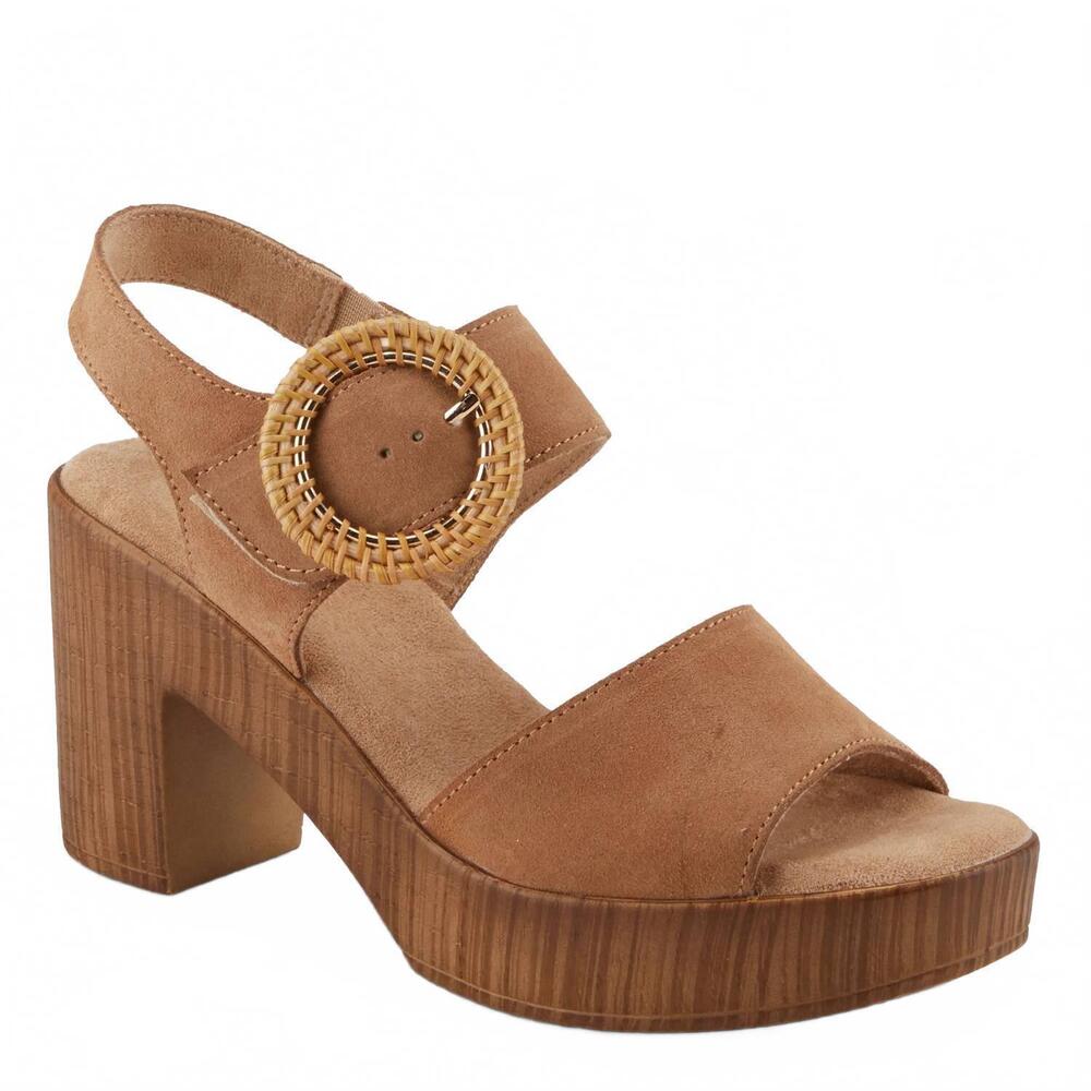 NEW SPRING STEP SHOES women's gamona leather platform sandal in tan suede